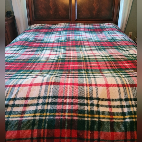 Vintage Wool Plaid Camp Blanket 77x85